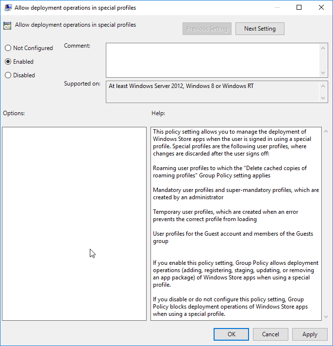 Allow deployment operations in special folders